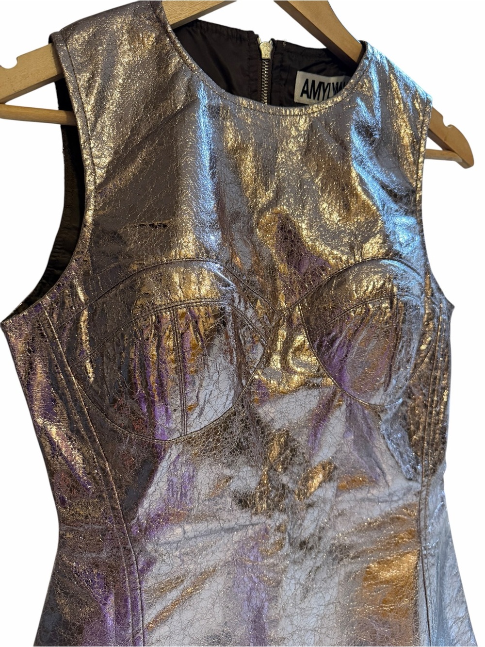 Amylynn NWT Metallic Gold Sleeveless Mini Dress - Picture 5 of 7